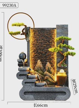 大型水幕墙假山流水摆件落地客厅鱼缸庭院水景店铺酒吧流水墙装饰