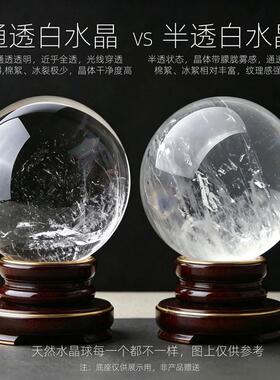 【假一罚十石天】然水晶球原白色原矿打磨客厅送礼装饰家白水晶球