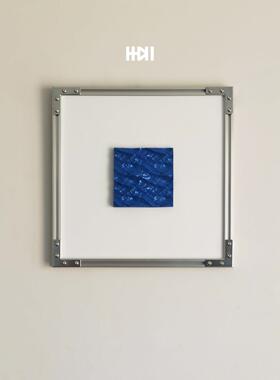 一立|蓝色合工业PKN风格轻奢水泥混凝土体浮雕装饰加画铝金挂画