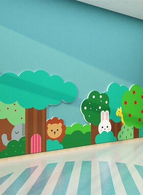 幼儿园森系环创设主题文化墙面装饰成品踢脚腰线贴纸环境布置材料