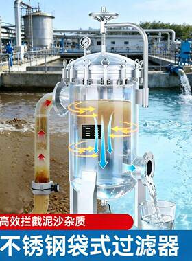 304不锈钢袋式过滤器布袋工业用自来水井水泥沙柴油工业水过滤器