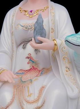 女娲娘娘站立汉白玉神像 家用创世女神供奉摆件 中式风格设计