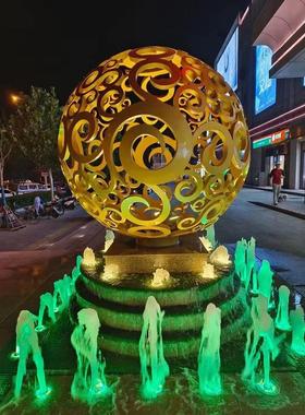 不锈钢雕塑镂空球地球仪大型金属圆球售楼处户外发光装饰景观摆件
