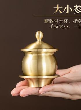 黄铜光面供水杯贡杯家用佛堂佛龛佛具佛前上供圣水杯净水财神观音