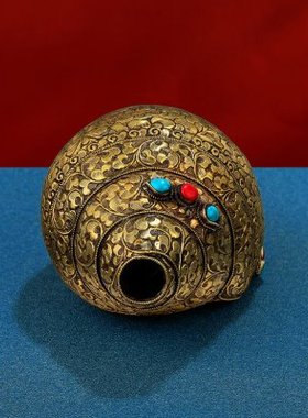 纯铜手工雕花尼泊尔海螺复古做旧居家八供摆件用品大号海螺24cm