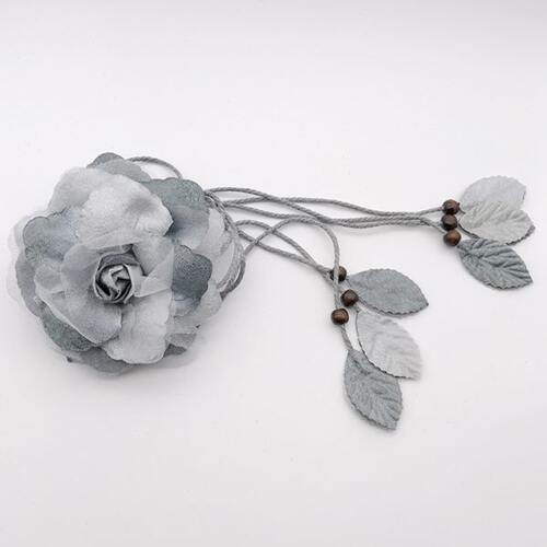 雪纺花朵流苏窗帘夹  韩式绑带绑绳欧式纱帘扎带家居窗帘扣一对装 - 图1