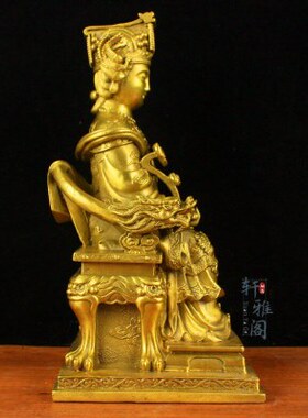 纯铜妈祖天妃黄铜天后娘娘天上圣母娘妈玛祖工艺品铜器桌面摆件