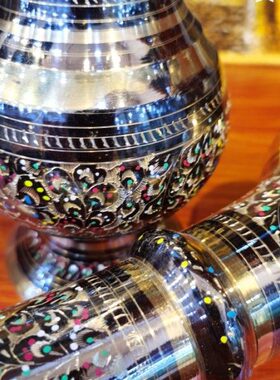 巴基斯坦铜雕手工艺品花瓶摆件装饰柜博古架酒店客厅书房异域礼品