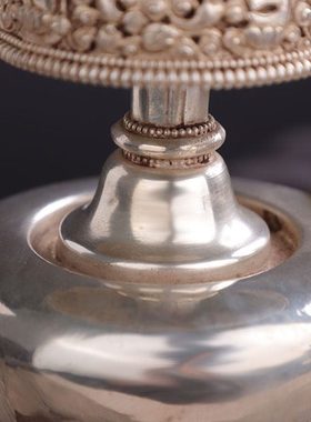 藏式尼泊尔手工白铜贲巴壶雕花款八吉祥文巴壶家用净水瓶摆件单价