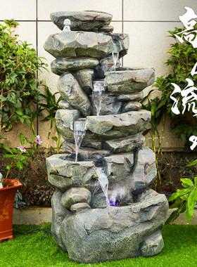 欧式仿石假山流水生财喷泉摆件户外阳台花园庭院循环水池落地景观