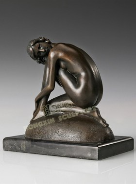 铜雕塑沉思少女EP329欧式人物工艺饰品酒店客厅书房家居桌面摆件