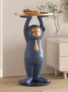 创意猴子托盘摆件艺术大型落地客厅沙发边几旁装饰品新家乔迁礼物