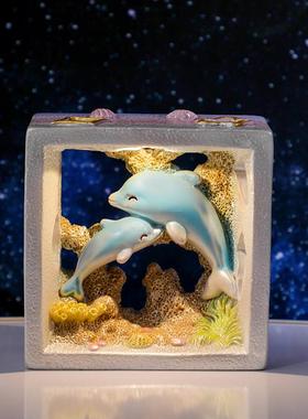 梦幻海洋生物创意小夜灯桌面摆件治愈系卧室装饰品生日礼物送女生