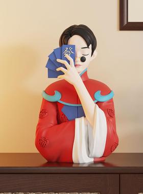 创意新中式国潮摆件家用入户玄关客厅电视柜高档装饰品高级感小众