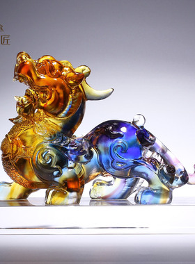 古法琉璃貔貅招财摆件一对守财镇宅公司办公室客厅装饰品开业礼物