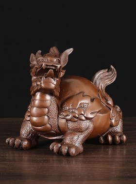 紫铜龙龟摆件男士手把件吉祥瑞兽办公室助财工艺品高档商务送礼