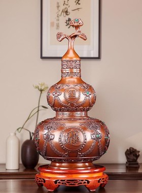 紫铜《八福纳财葫芦》摆件中式家居客厅办公室装饰品乔迁开业礼品