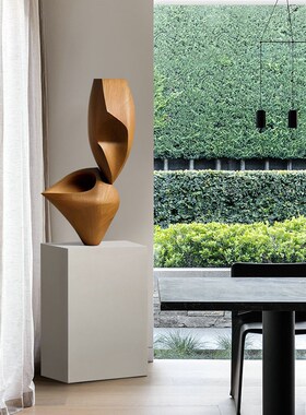 酒店样板间抽象艺术雕塑大型落地摆件展厅软装楼梯角落木雕装饰品