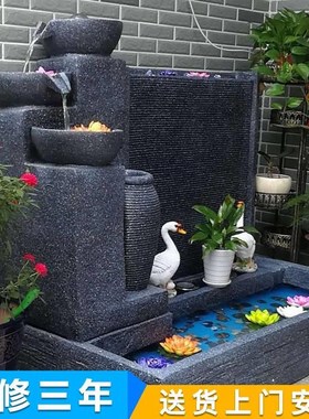 招财欧式假山流水喷泉水幕墙公司装饰摆件流水墙别墅鱼池庭院造景