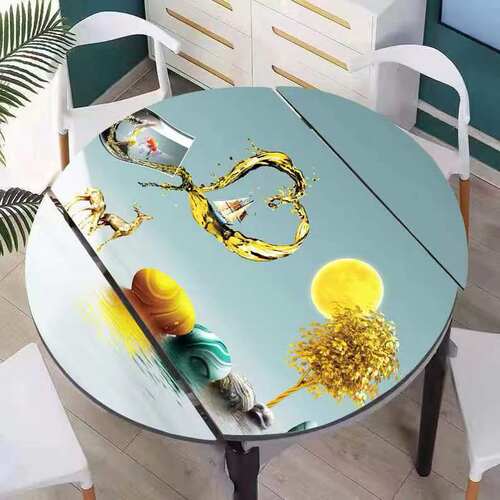 圆桌折叠餐桌布椭圆形桌垫防水防油pvc印花耐高温简约加厚免洗 - 图3