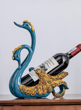 现代简约创意孔雀红酒架摆件家居客厅酒柜装饰品天鹅轻奢乔迁礼物