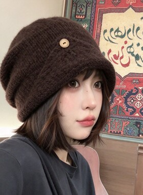 韩系秋冬保暖显脸小堆堆帽女款
