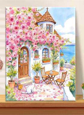 海畔花阁  diy数字油画2025新款丙烯画手工填充填色系丙烯画