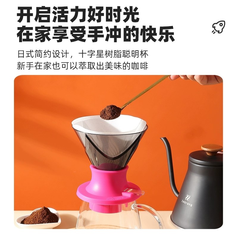 HARIO十字星02号树脂聪明杯V60手冲咖啡滤杯无限滤杯咖啡杯SSDM - 图1