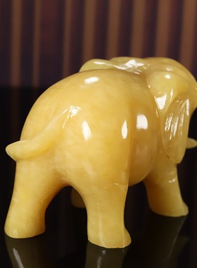 天然黄玉吸水大象办公室客厅玄关装饰工艺品乔迁送礼招财摆件开业