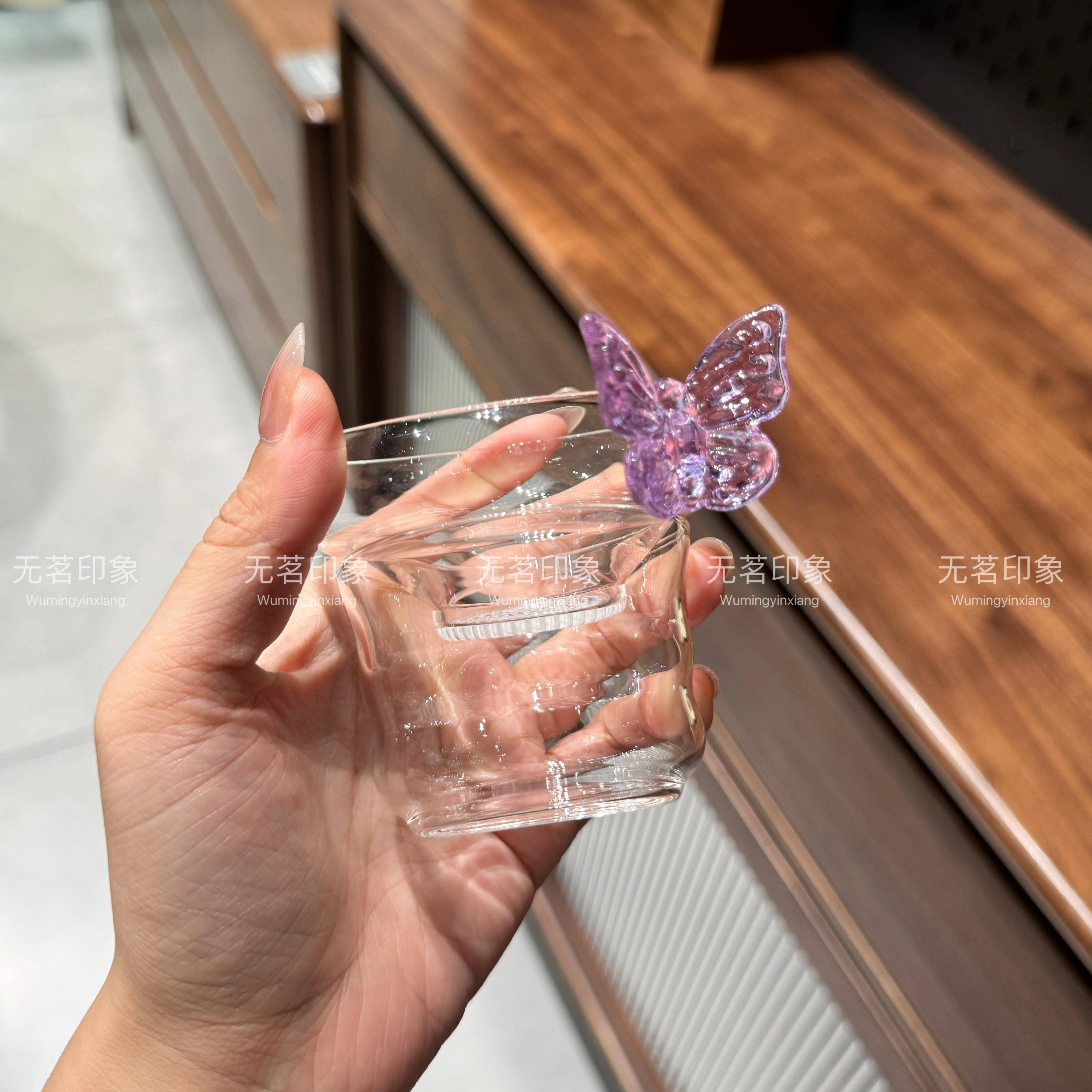 创意蝴蝶激光打孔全玻璃一体滤网高档玻璃茶漏茶滤底座茶隔滤茶器 - 图0