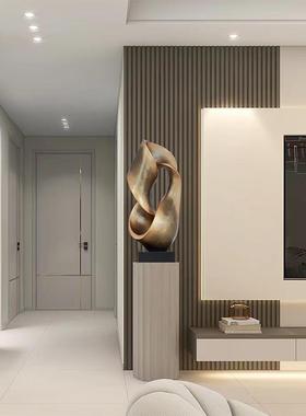 新中式客厅电视柜装饰摆饰酒店大堂落地雕塑抽象树脂彷古铜工艺礼