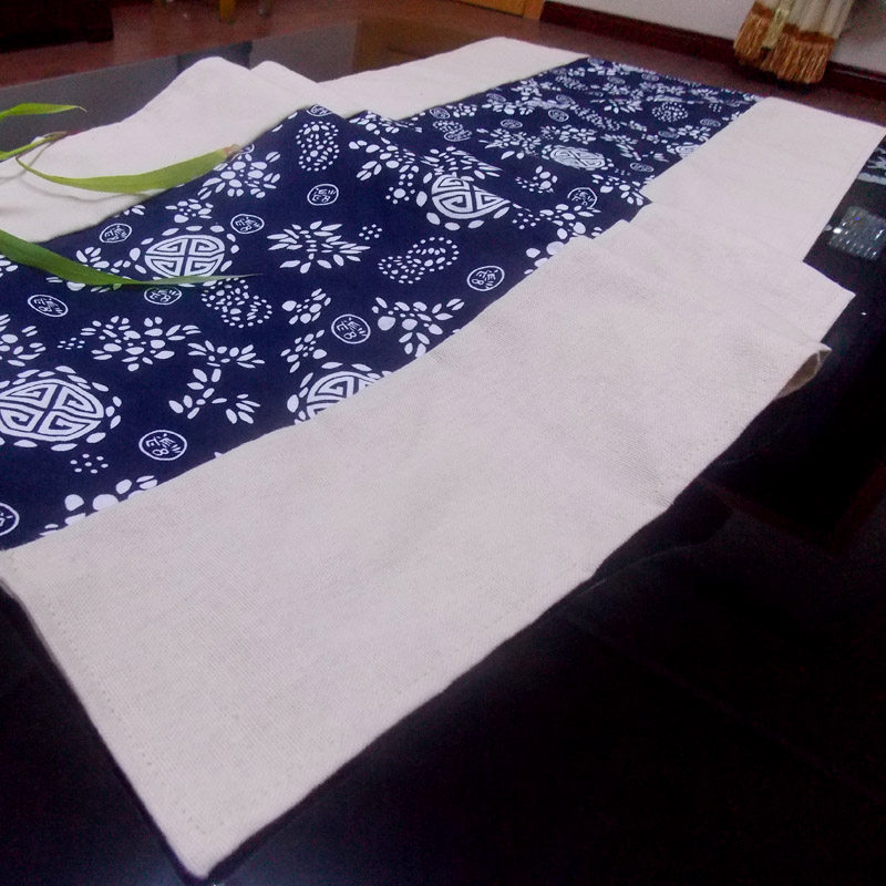 民族布艺亚麻蓝色印花桌旗 中式茶几桌旗床旗餐桌布布艺软饰台布,淘宝优惠券,粉丝福利购,淘宝优惠卷