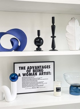 现代样板间书柜软装饰品蜡烛挂画玻璃烛台创意陶瓷家居ZH