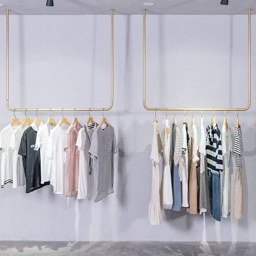 金色服装店上墙挂衣架壁挂高档婚纱架简约吊顶悬挂礼服女装店吊架 - 图2