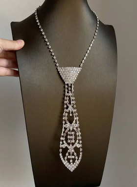 欧美小众设计镶钻镂空领带领结女