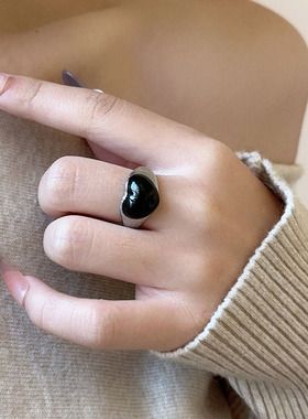 博主同款滴油爱心开口戒指女