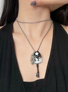趣味卡通拉布布钥匙吊坠长项链女