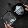 Blue and white Chinese quick cup one pot two cups v portable small set travel tea set antique blue and white porcelain teapot