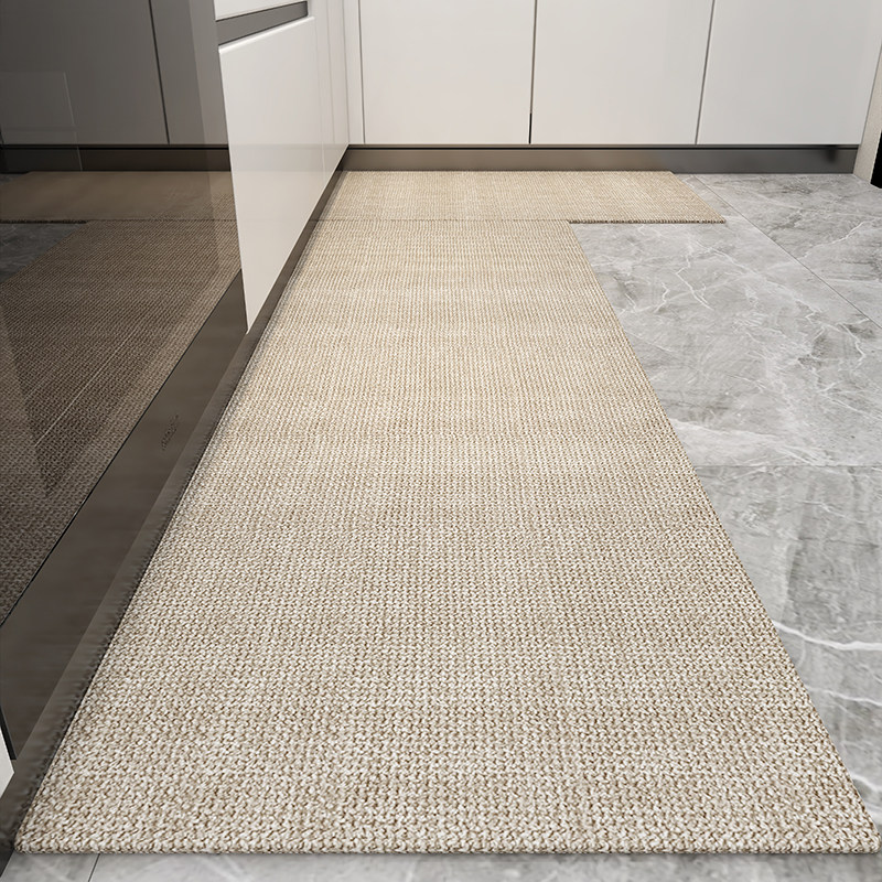Special kitchen floor mats are water-absorbent, non-slip, anti-oil and stain-resistant, entry door H household wipeable and washable solid color carpet long