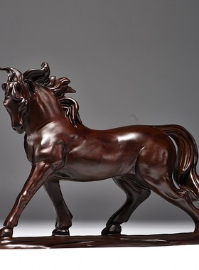 黑檀木雕生肖马摆件实木质马到成功红木工艺礼品家居客厅装饰摆设