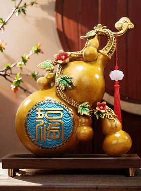 彩铜葫芦摆件《五l福葫芦》家用客厅办公室装饰品公司开业乔迁礼