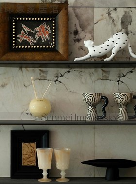 现代新古典客厅背景柜装饰品样板间餐边柜书柜摆件售楼处软装搭配