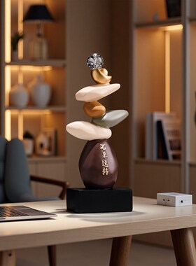 时来运转摆件中古风客厅玄关电视机柜办公室书房高级感小众装饰品