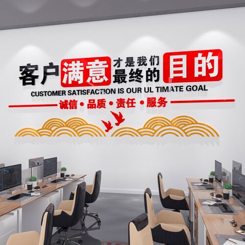 办公室墙b面装饰团队员工激励志标语背景布置公司企业文化墙贴纸 - 图1