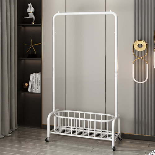 服装店展示架落地挂衣架移u动多功能收纳架网红卧室带篮置物架带 - 图2