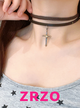 ZRZO咖色十字架皮革颈链
