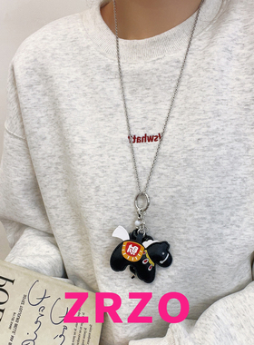 黑色发财小马长款项链