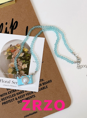 ZRZO薄荷蓝相机串珠项链