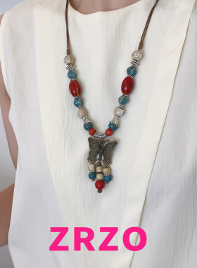 ZRZO禅意彩色陶瓷蝴蝶项链