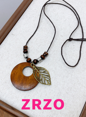 ZRZO禅意木质圆盘叶子项链